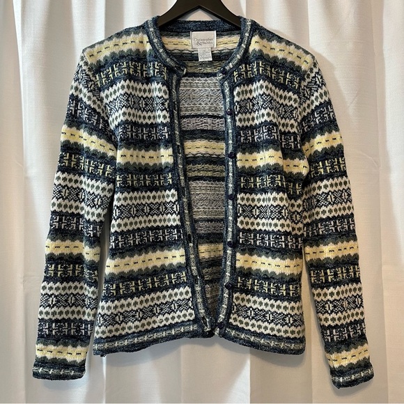 Christopher & Banks Knit Fair Isle Nordic Retro Cardigan - Size Medium - Picture 5 of 10